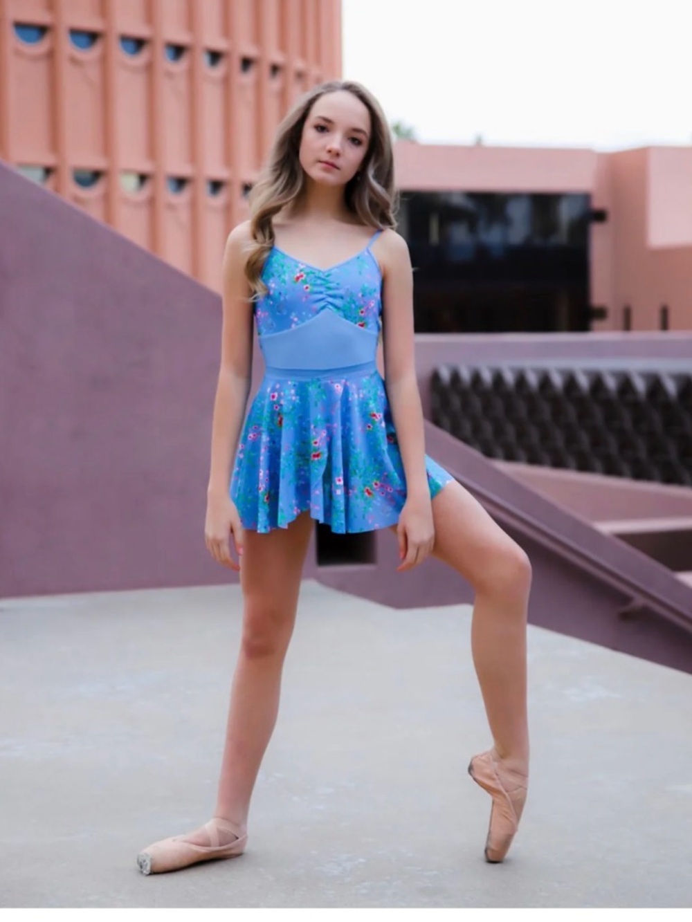 AXS Blue Floral Dance Leotard
